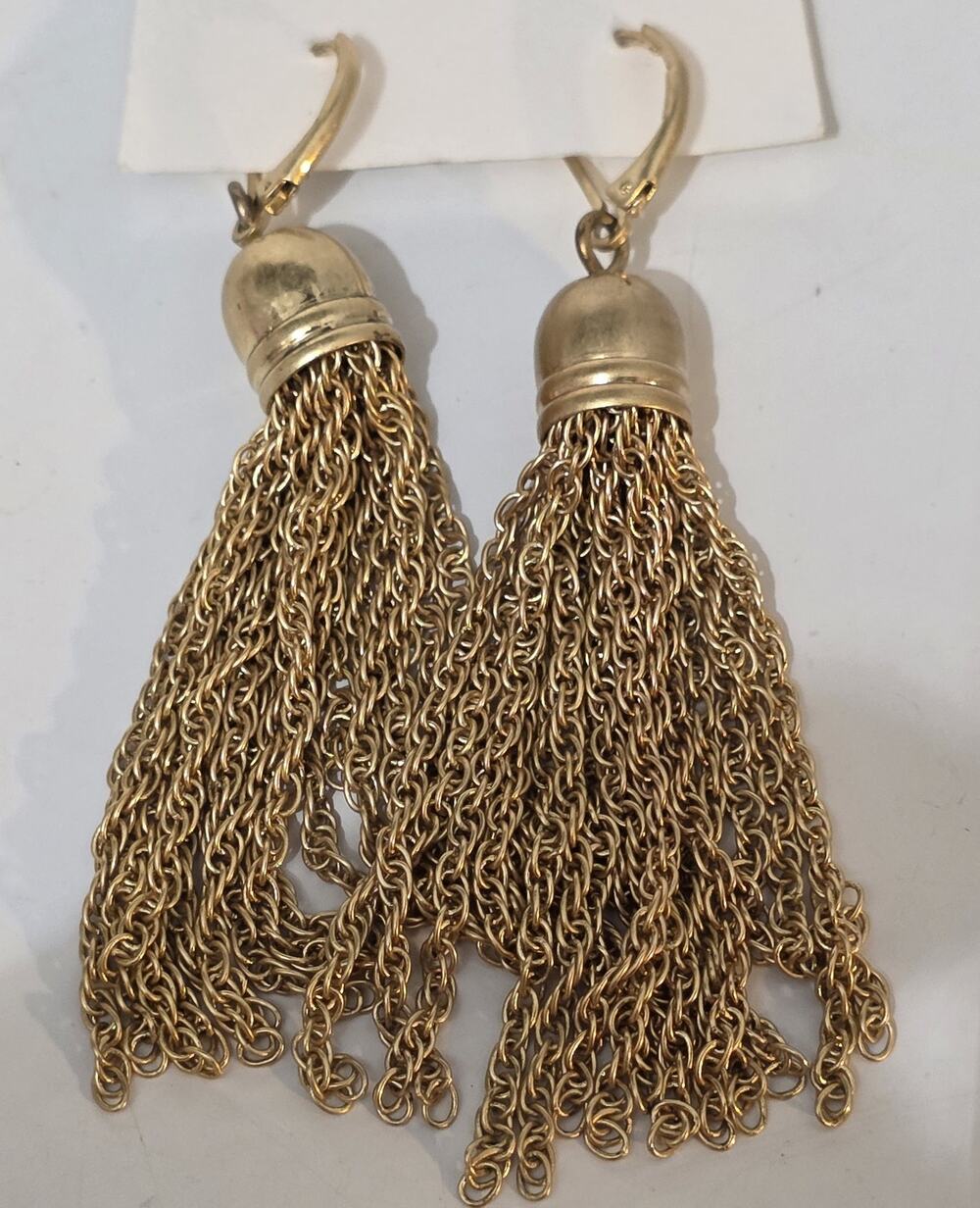 vintage Cabi Tassel 2 1/4" Earrings Gold tone